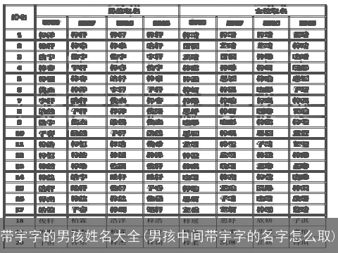 带宇字的男孩姓名大全(男孩中间带宇字的名字怎么取)