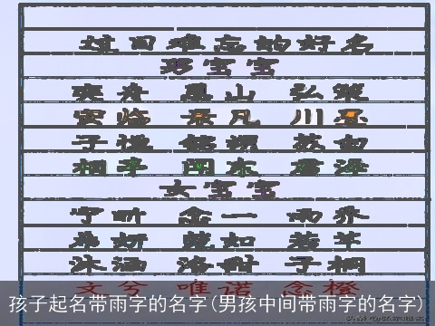 孩子起名带雨字的名字(男孩中间带雨字的名字)