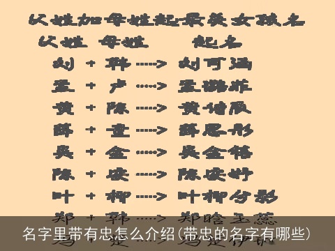 名字里带有忠怎么介绍(带忠的名字有哪些)