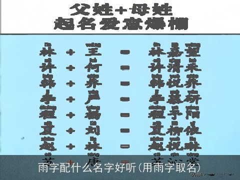雨字配什么名字好听(用雨字取名)