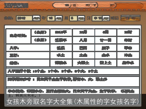 女孩木旁取名字大全集(木属性的字女孩名字)