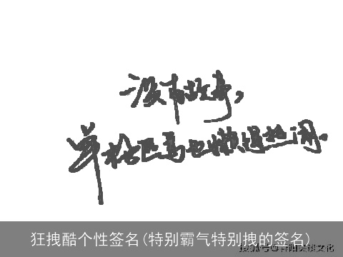 狂拽酷个性签名(特别霸气特别拽的签名)