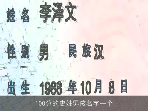100分的史姓男孩名字一个