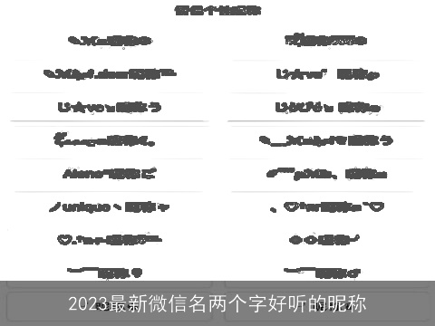 2023最新微信名两个字好听的昵称