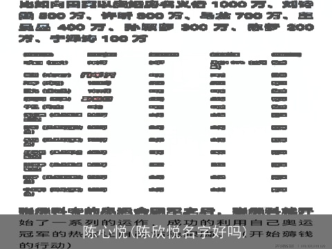 陈心悦(陈欣悦名字好吗)