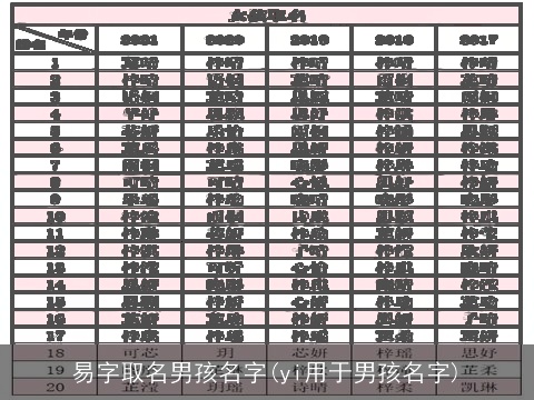 易字取名男孩名字(yi用于男孩名字)