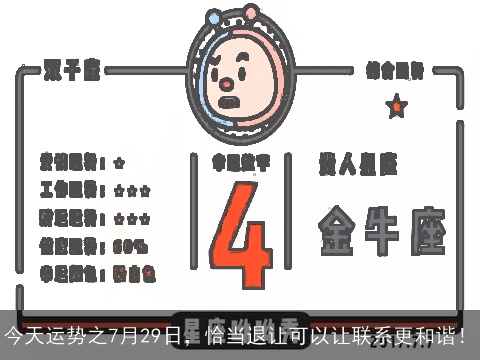 今天运势之7月29日，恰当退让可以让联系更和谐！