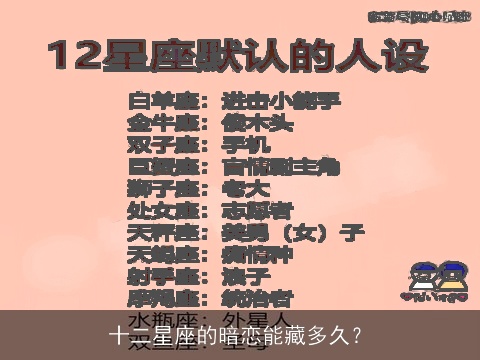 十二星座的暗恋能藏多久？