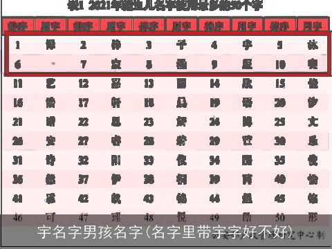 宇名字男孩名字(名字里带宇字好不好)