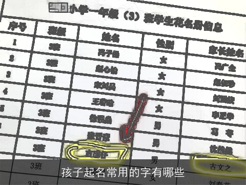 孩子起名常用的字有哪些
