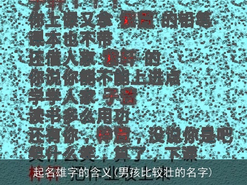 起名雄字的含义(男孩比较壮的名字)