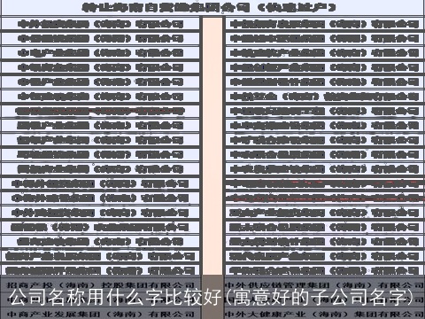 公司名称用什么字比较好(寓意好的子公司名字)