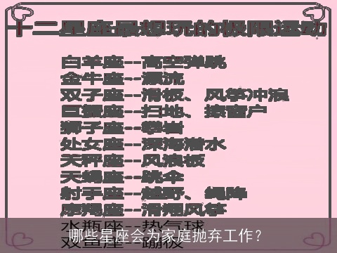 哪些星座会为家庭抛弃工作？
