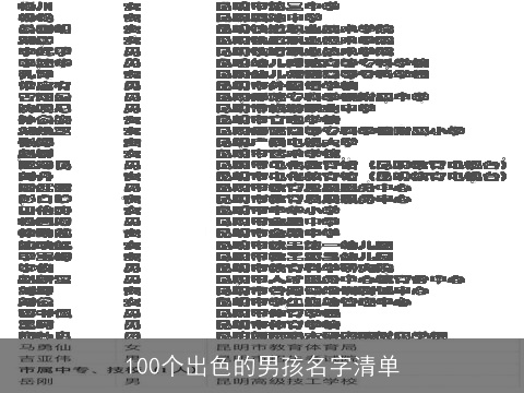 100个出色的男孩名字清单