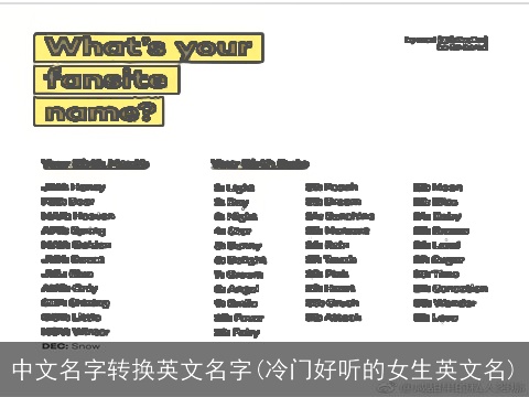 中文名字转换英文名字(冷门好听的女生英文名)