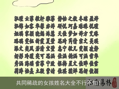 共同稀疏的女孩姓名大全不行不知！