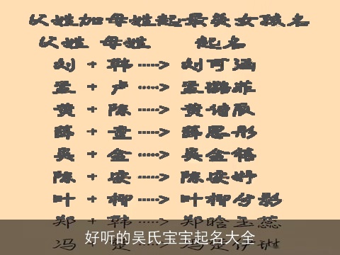 好听的吴氏宝宝起名大全