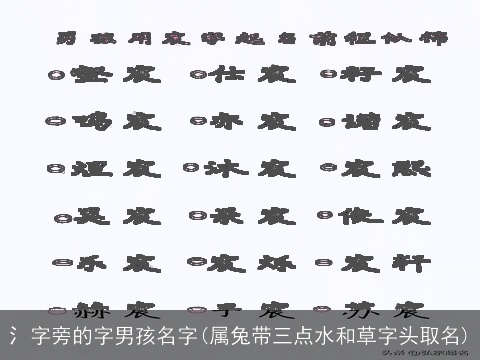氵字旁的字男孩名字(属兔带三点水和草字头取名)