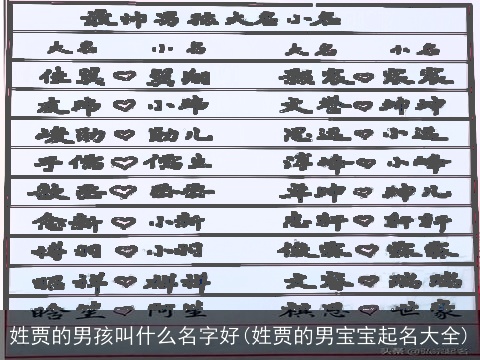 姓贾的男孩叫什么名字好(姓贾的男宝宝起名大全)