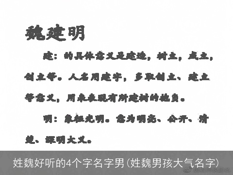 姓魏好听的4个字名字男(姓魏男孩大气名字)