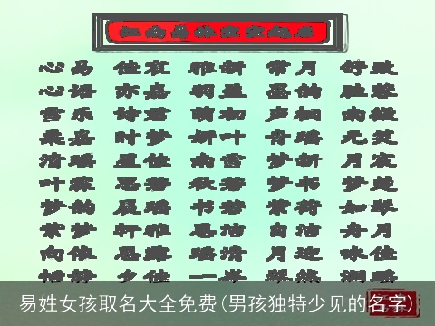 易姓女孩取名大全免费(男孩独特少见的名字)