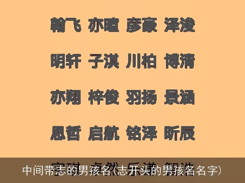 中间带志的男孩名(志开头的男孩名名字)