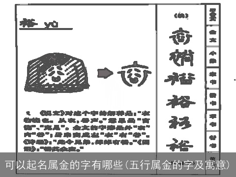 可以起名属金的字有哪些(五行属金的字及寓意)