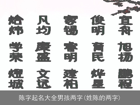 陈字起名大全男孩两字(姓陈的两字)