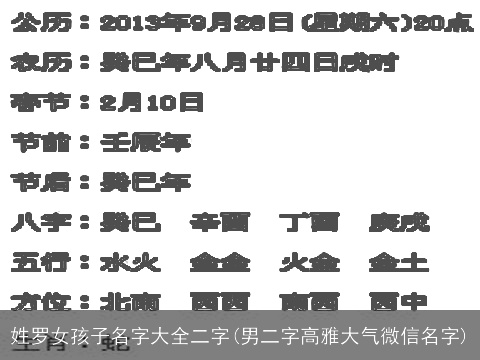 姓罗女孩子名字大全二字(男二字高雅大气微信名字)