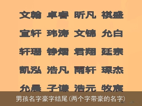 男孩名字豪字结尾(两个字带豪的名字)