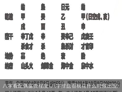 八字看配偶富贵程度(八字排盘看桃花什么时候出现)