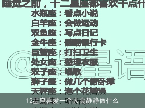 12星座喜爱一个人会静静做什么