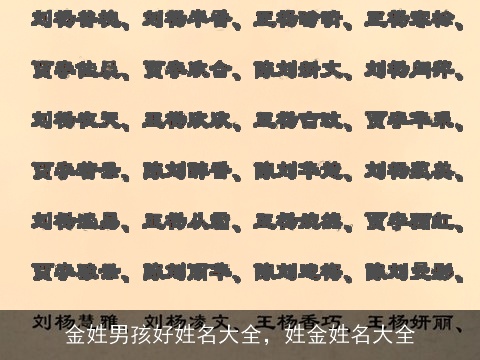 金姓男孩好姓名大全，姓金姓名大全