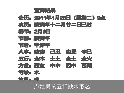 卢姓男孩五行缺水取名