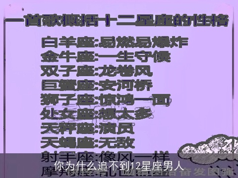 你为什么追不到12星座男人