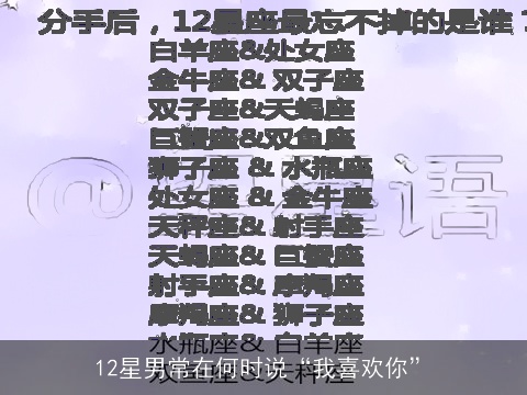 12星男常在何时说“我喜欢你”