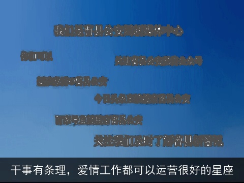 干事有条理，爱情工作都可以运营很好的星座