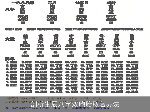 剖析生辰八字双胞胎取名办法