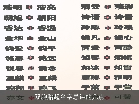 双胞胎起名字忌讳的几点