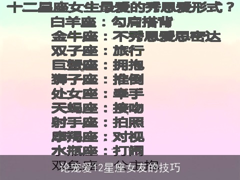 论宠爱12星座女友的技巧
