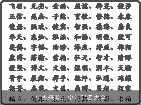 卓姓来源，卓姓起名大全