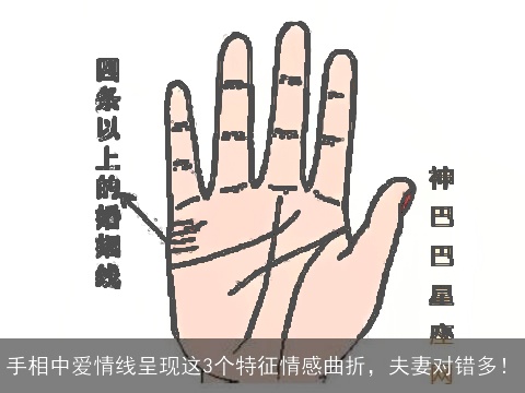 手相中爱情线呈现这3个特征情感曲折，夫妻对错多！