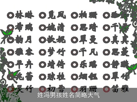 姓冯男孩姓名简略大气