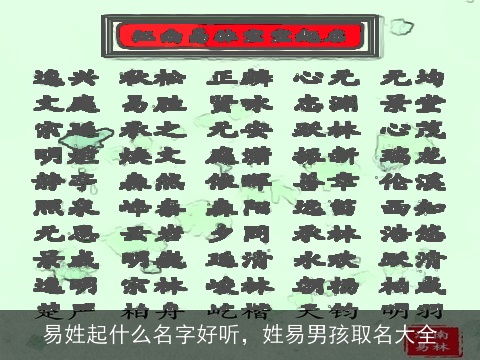 易姓起什么名字好听，姓易男孩取名大全