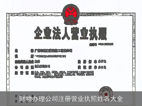 财物办理公司注册营业执照姓名大全