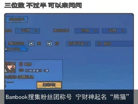 Bambook搜集粉丝团称号 宁财神起名“熊猫”