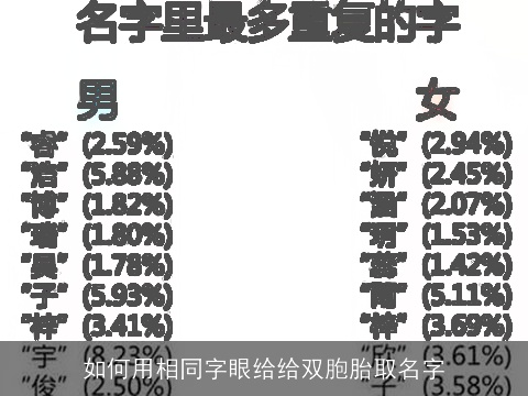 如何用相同字眼给给双胞胎取名字