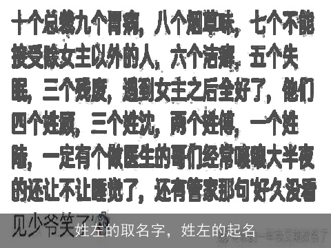 姓左的取名字，姓左的起名