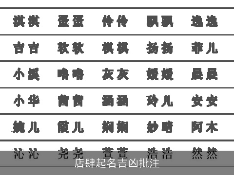 店肆起名吉凶批注