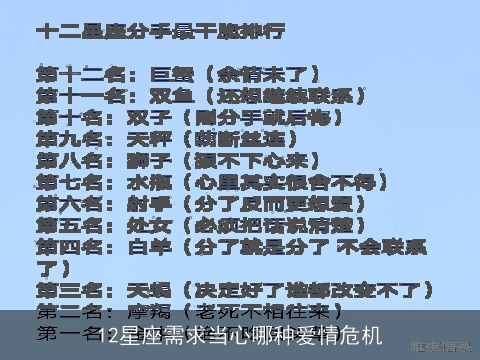 12星座需求当心哪种爱情危机